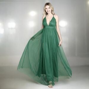 🆕Jade Tulle Dress plunge neckline and open back